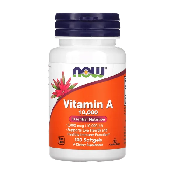 Vitamina A Now Foods 10000 IU 100 Cápsulas Blandas